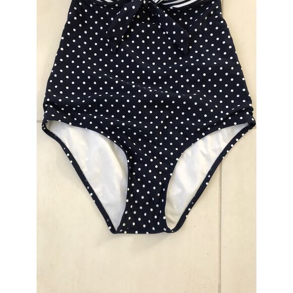 Beach Joy One Piece Swimsuit Halter Polka Dot Striped - Picture 5 of 9